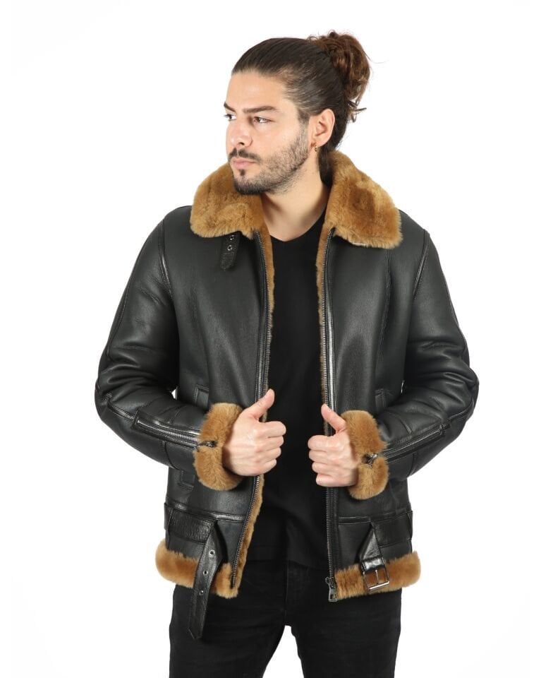 Sean Erkek Kürklü Deri Mont