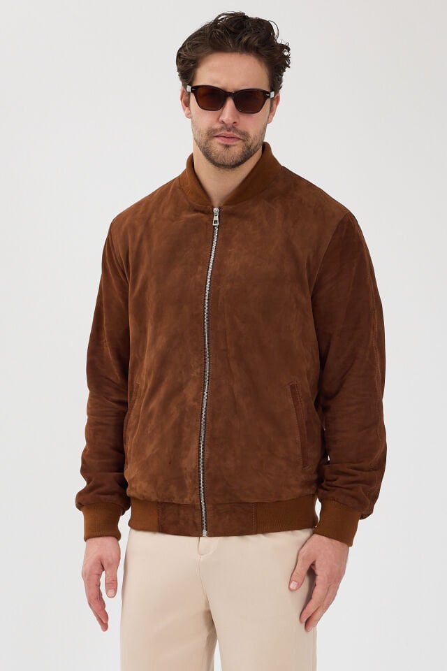 Vivamood Erkek Bomber Deri Mont Metis Süet